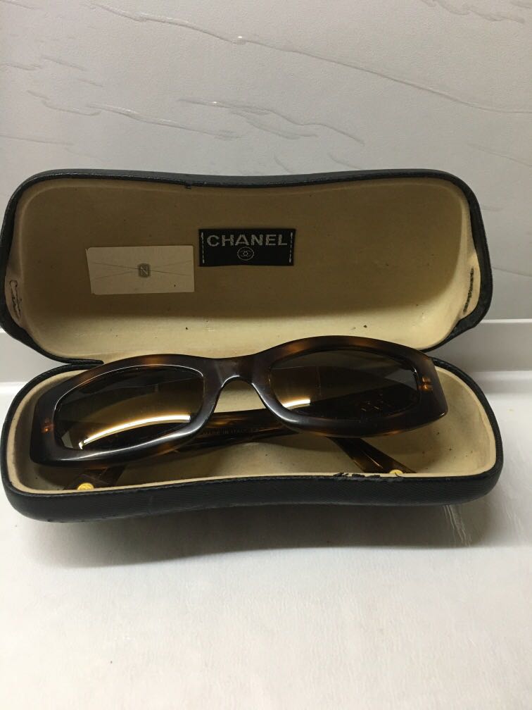 CHANEL, Accessories, Chanel 54 Cc Quilted Vintage Sunglasses Brown Gold