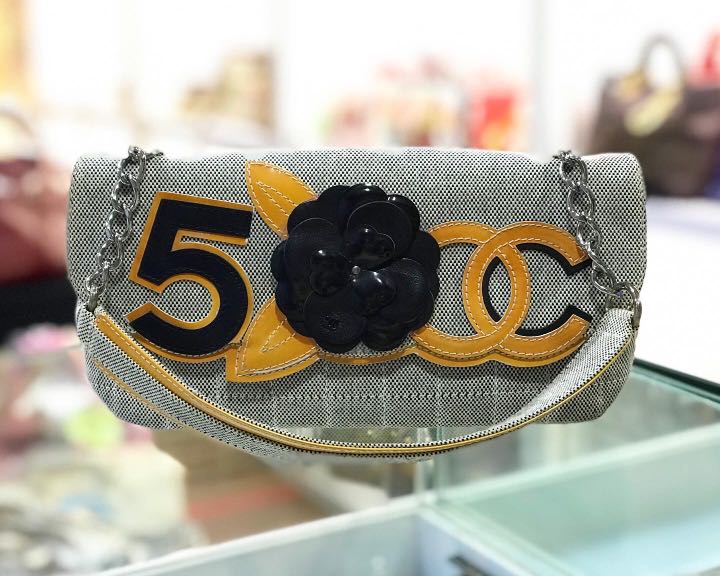 Chanel Camellia No. 5 Canvas Flap Bag, Luxury, Bags & Wallets on Carousell