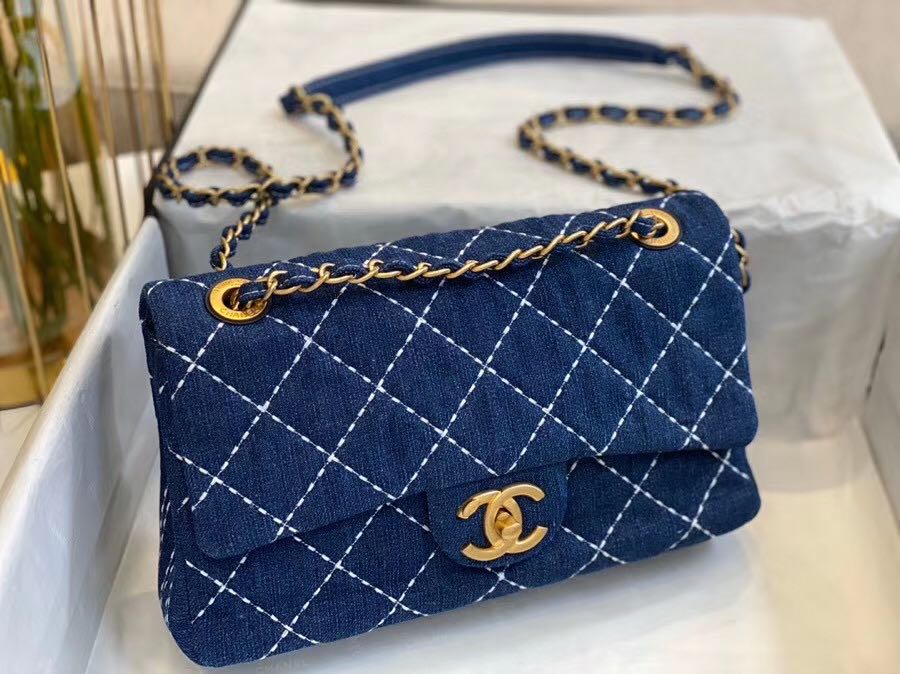 Chanel Pearl crush mini rectangular bag blue denimVintageUnited