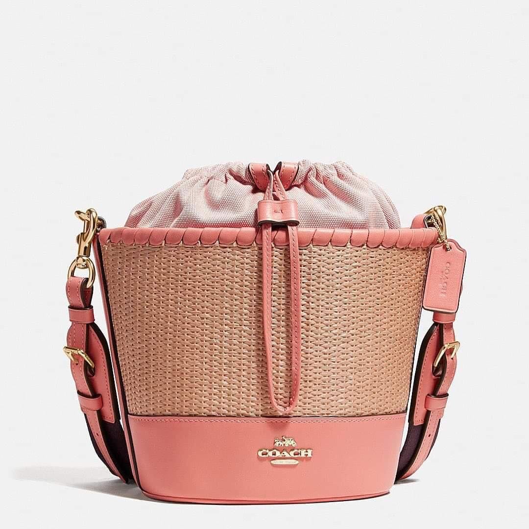 Coach straw sales bucket bag