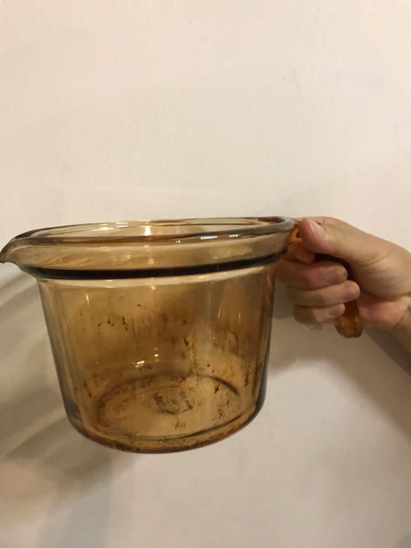 Corning France Vintage Amber Vision Ware 0.7 L Pot With 2 Cup Measurement Marks and Pouring Spout