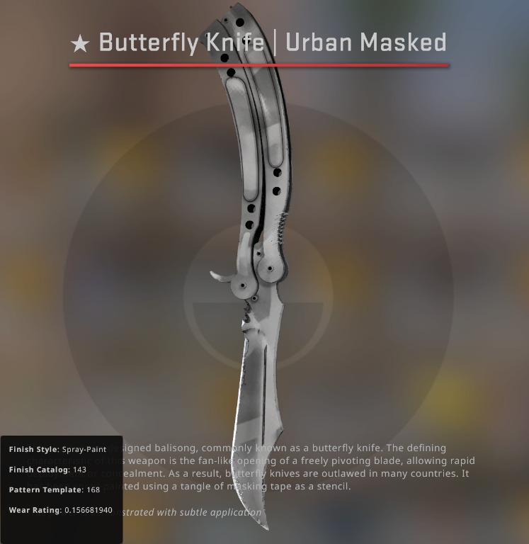 handle Officer Neuropati CSGO Butterfly knife Urban Masked FT, Video Gaming, Gaming Accessories,  Game Gift Cards & Accounts on Carousell