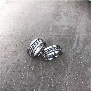 [DamnSavage] Silver Ring with Chain Design