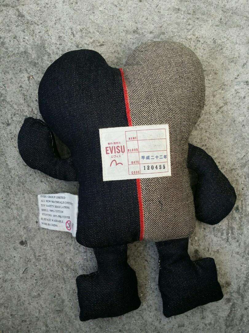 Evisu Limited edition Chinchin stuffed toy (Category: Plushies & Soft Toys) located in Pasig City. Submitted by johnadoo.1 (Listing ID 1016369132, Image 2). Description: Limited edition evisu chinchin doll is made of raw selvedge denim, very rare stuffed toy from evisu..