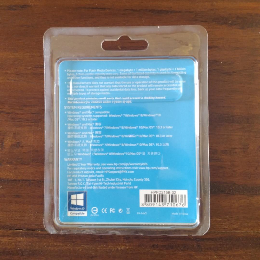 Flashdisk hp USB Flash Drive v215b 32GB Original, Elektronik, Komputer