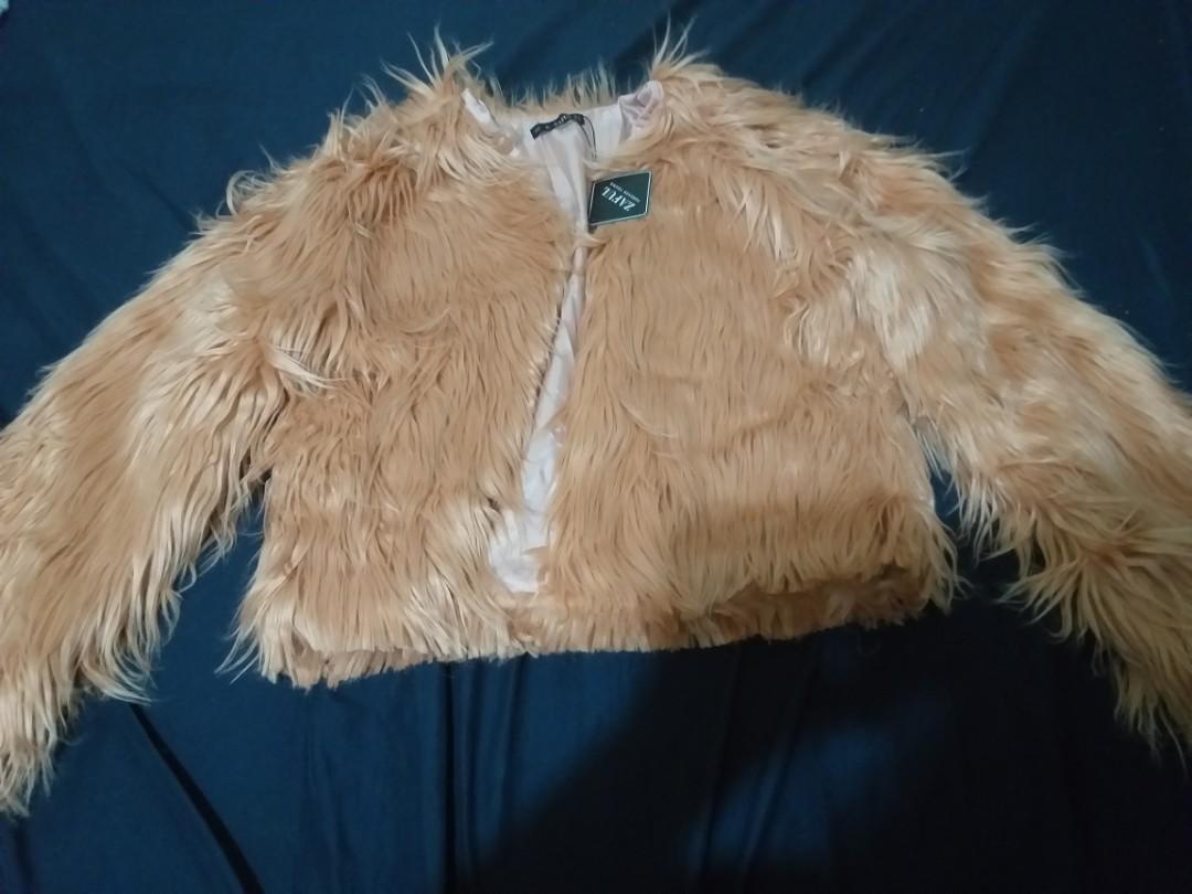 zaful brown fluffy jacket