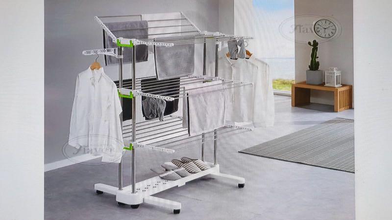 Foldable Drying Rack (Category: Shelves, Cabinets & Racks) located in Singapore. Submitted by wadangee (Listing ID 1016338743, Image 1). Description: Brand New Bought at $79.90 Dimensions as stated as in pictures above .