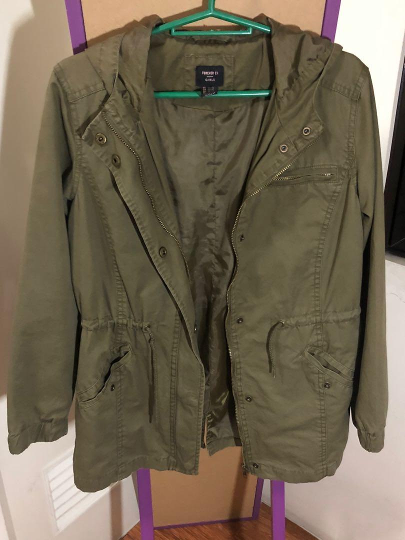 Forever 21 Hooded Drawstring Utility Jacket