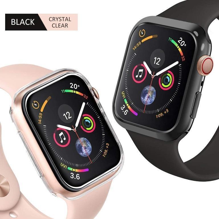 Goton Compatible Iwatch Apple Watch Case 44mm Series 4 5 2 Packs Soft Tpu Shockproof Case Cover Bumper Protector Black And Clear 44mm Electronics Others On Carousell