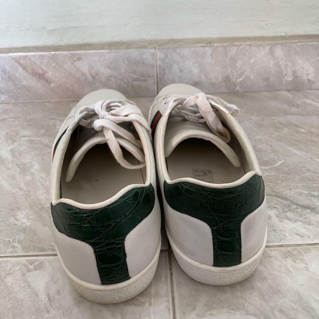 Gucci ace cheap croc leather heel
