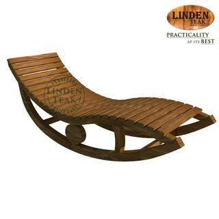 Handcrafted Solid Teak Wood Laying Rocking Chair Furniture