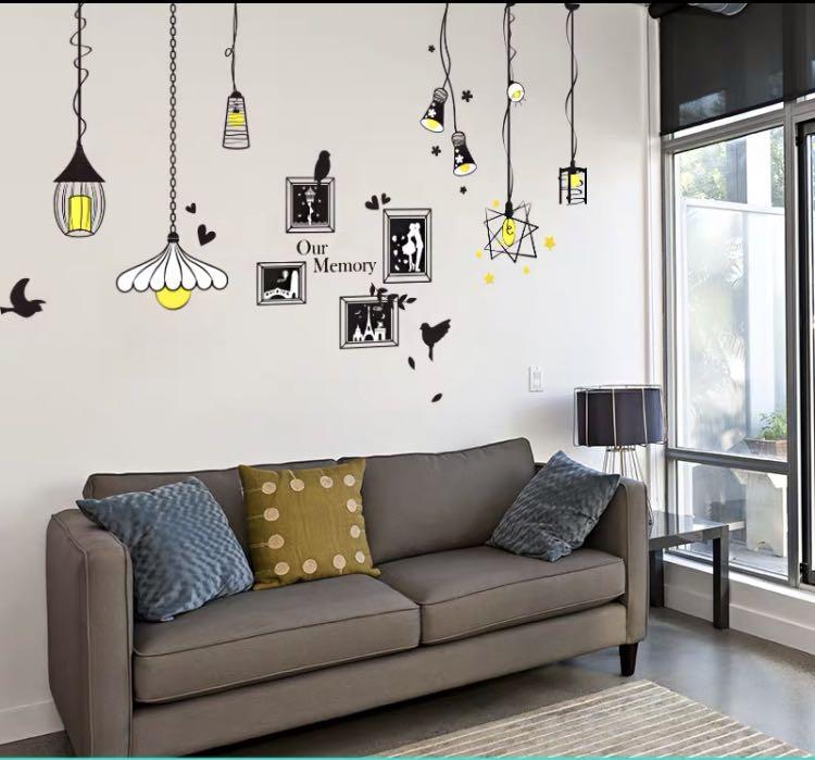 Lamp painting on shop wall