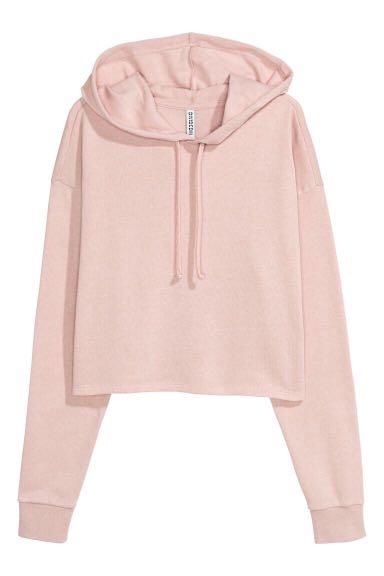 H M Cropped Hoodie In Blush Pink Women S Fashion Clothes Tops On Carousell