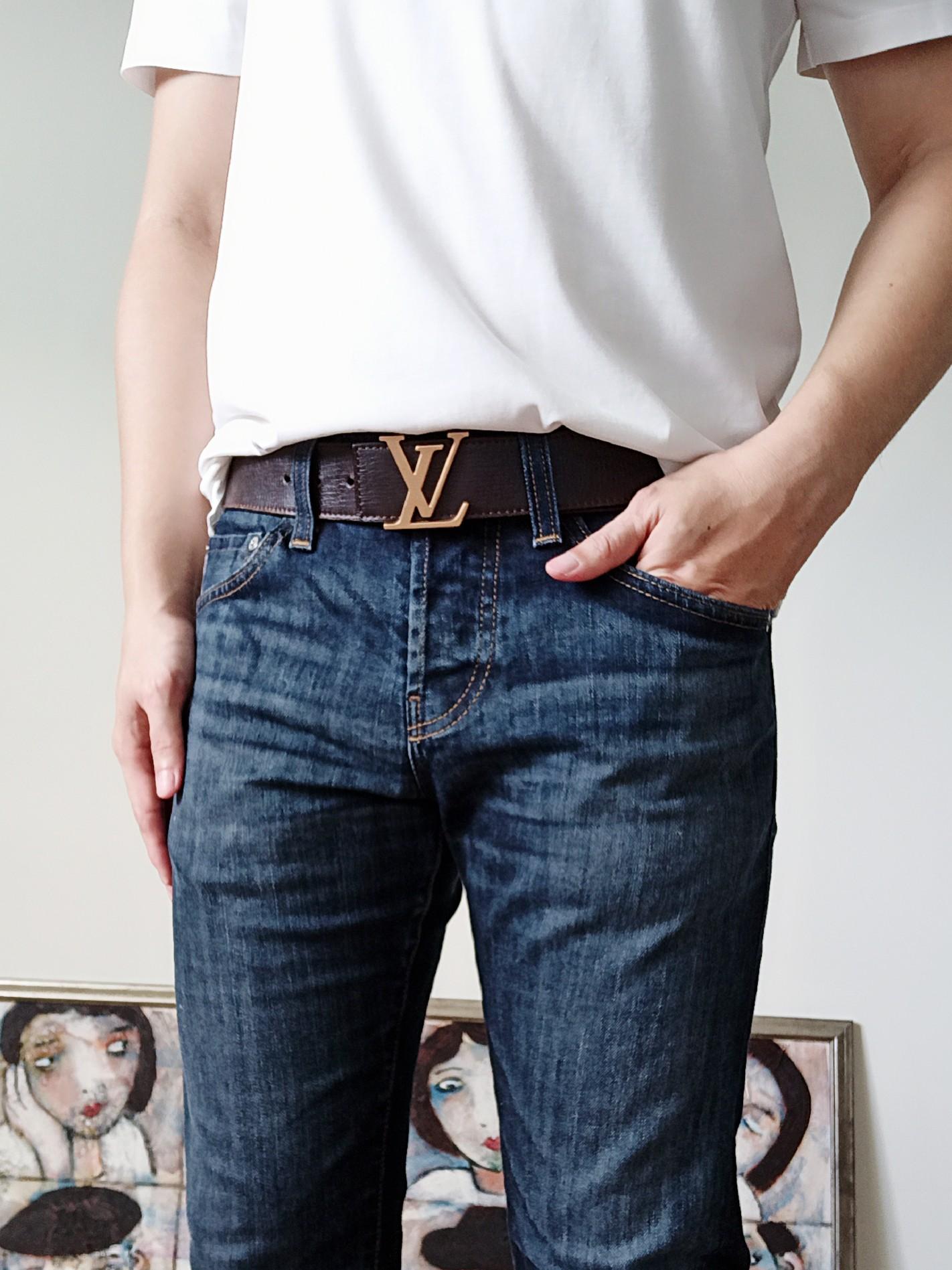 Louis Vuitton Black Utah Leather Initiales Belt - Yoogi's Closet