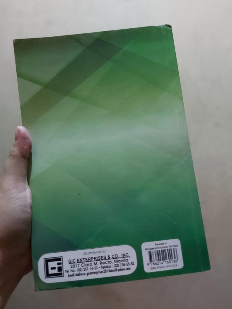 Management Advisory Services 2016 Ed by Rodelio Roque (Category: Textbooks) located in Quezon City. Submitted by kittycatmom (Listing ID 1016319238, Image 2). Description: Bought in Recto. BOOK IS AVAILABLE UNLESS TAGGED AS RESERVED. PLEASE MAKE OFFER IF INTERESTED..