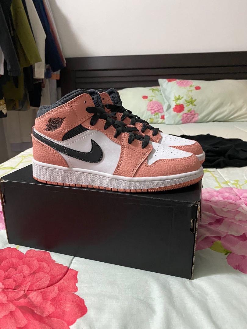 NIKE AIR JORDAN 1 MID PINK QUARTZ GS Women s Fashion Footwear