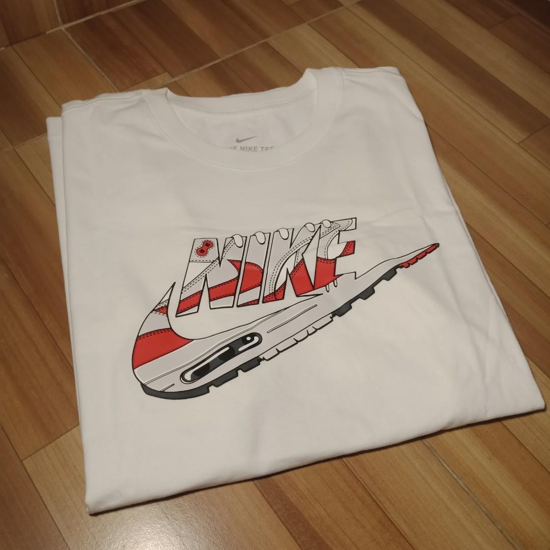 Nike Air Max 1 White T Shirt Dry Fit, Fesyen Pria, Pakaian , Atasan di  Carousell