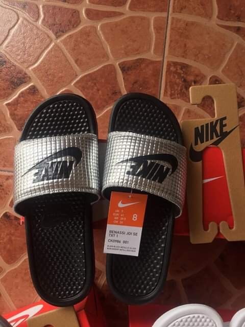 Nike benassi metallic slides shop