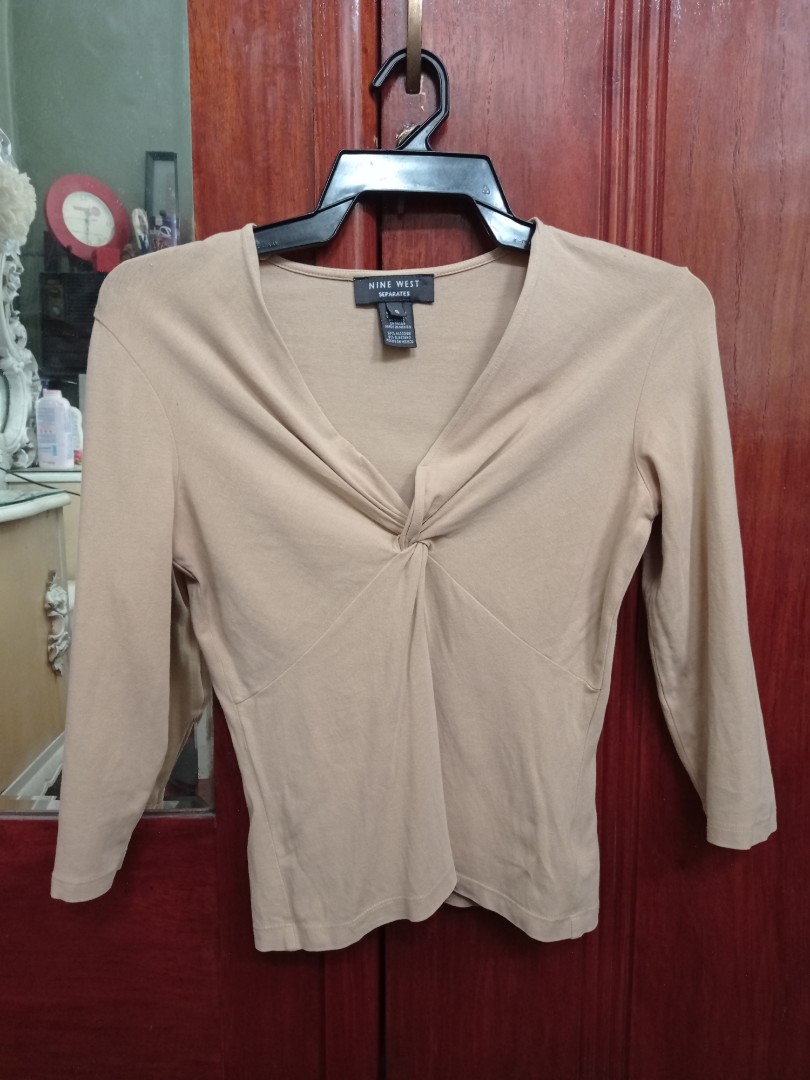 Nine West Separates Beige Blouse, Women's Fashion, Tops, Blouses on Carousell