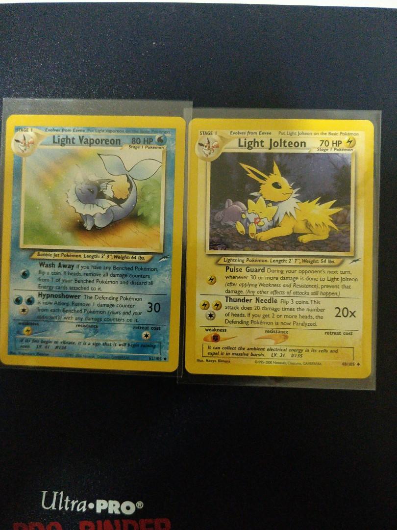Nm Light Jolteon And Vaporeon Pokemon Card Toys Games Board Games Cards On Carousell