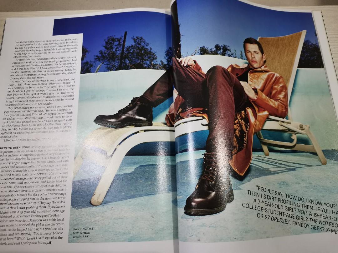 Out Magazine : The Fall Preview Issue |James Marsden (Category: Magazines) located in Valenzuela. Submitted by wpph20 (Listing ID 1016360266, Image 2). Description: Out Magazine : The Fall Preview Issue. - September 2013. On the cover, James Marsden James Paul Marsden is an American actor, singer, and former model. Marsden began his acting career guest starring in the television shows Saved by the Bell: The New Class, Touched by an Angel, and Par