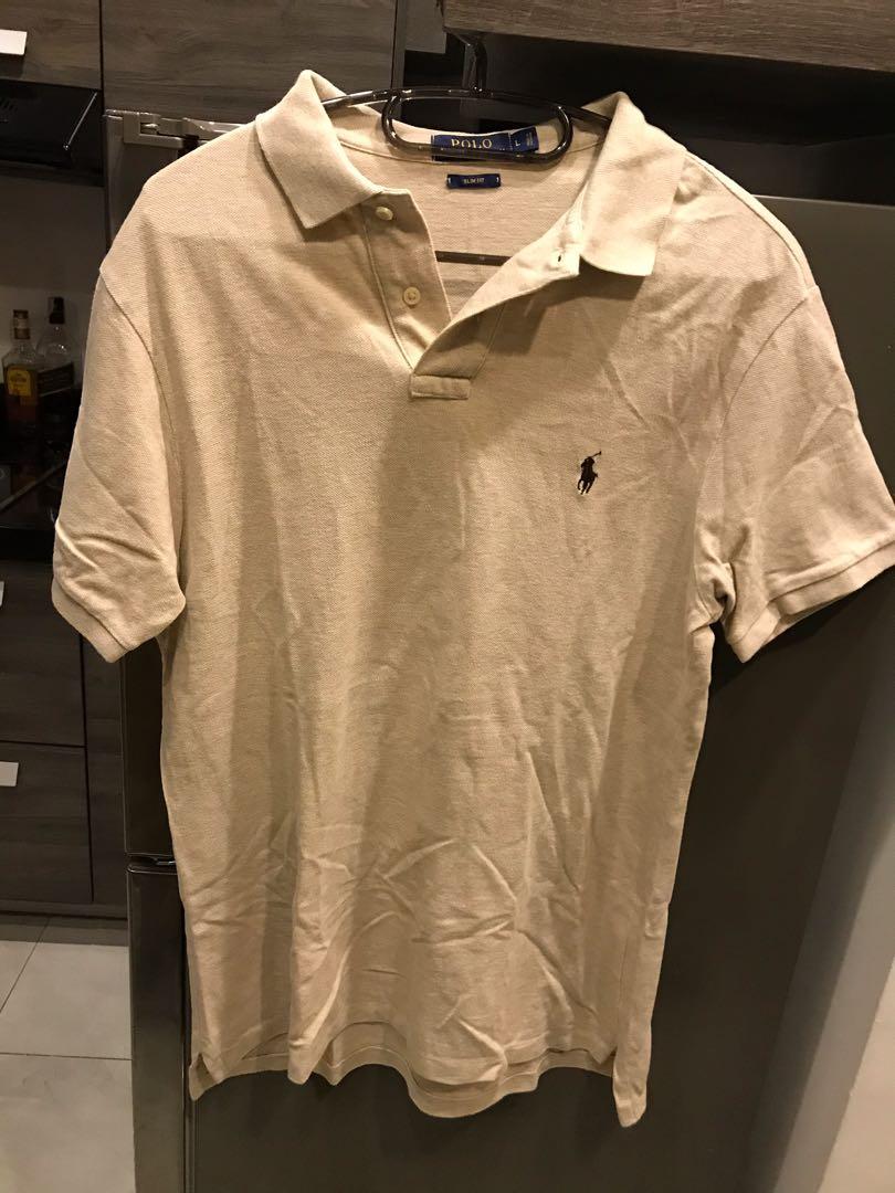 Polo Ralph Lauren Beige Polo Shirt (Slimfit), Men's Fashion, Tops & Sets,  Tshirts & Polo Shirts on Carousell
