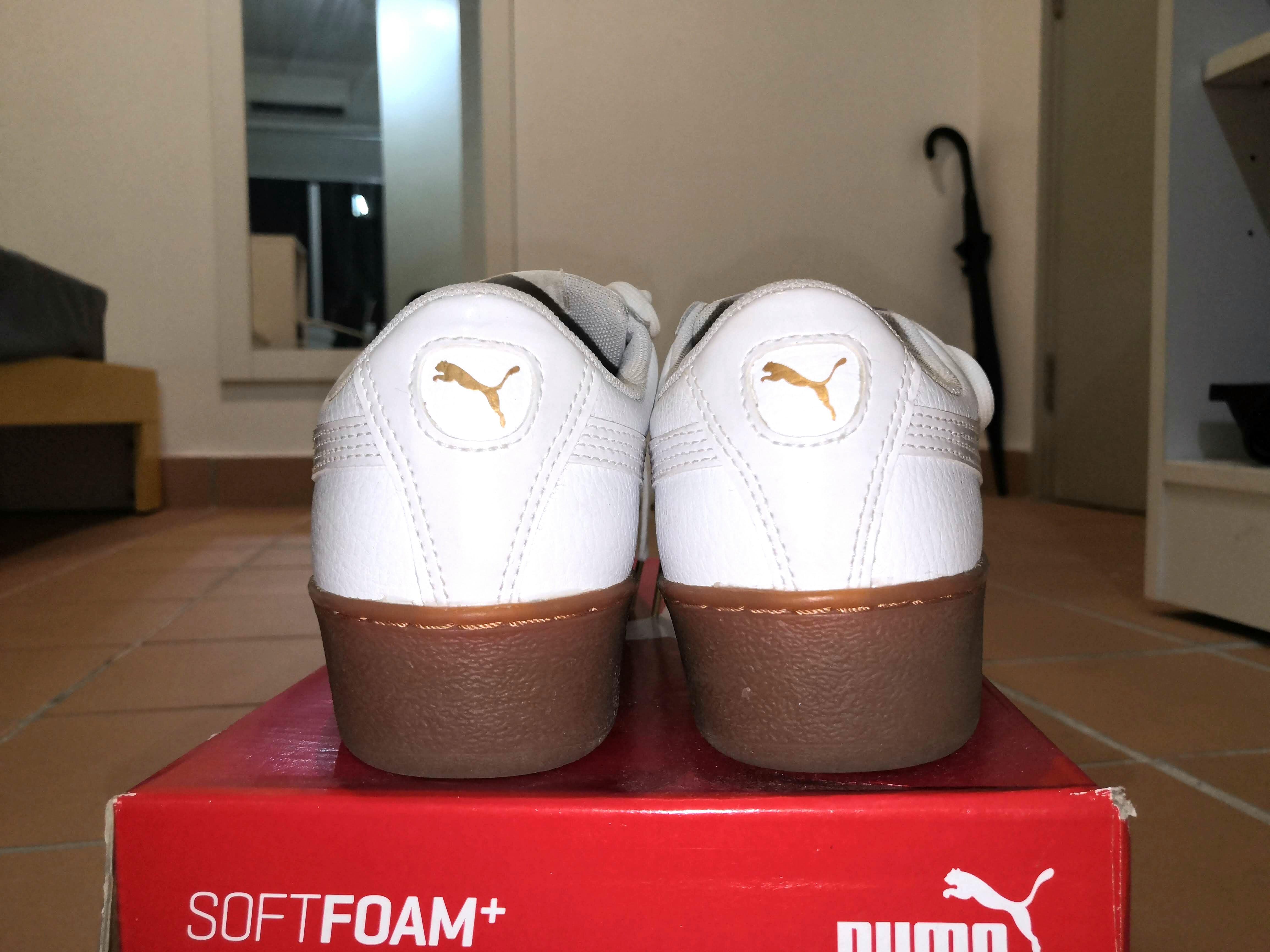 Puma Platform basket white gum vulcanized rubber leather sneakers