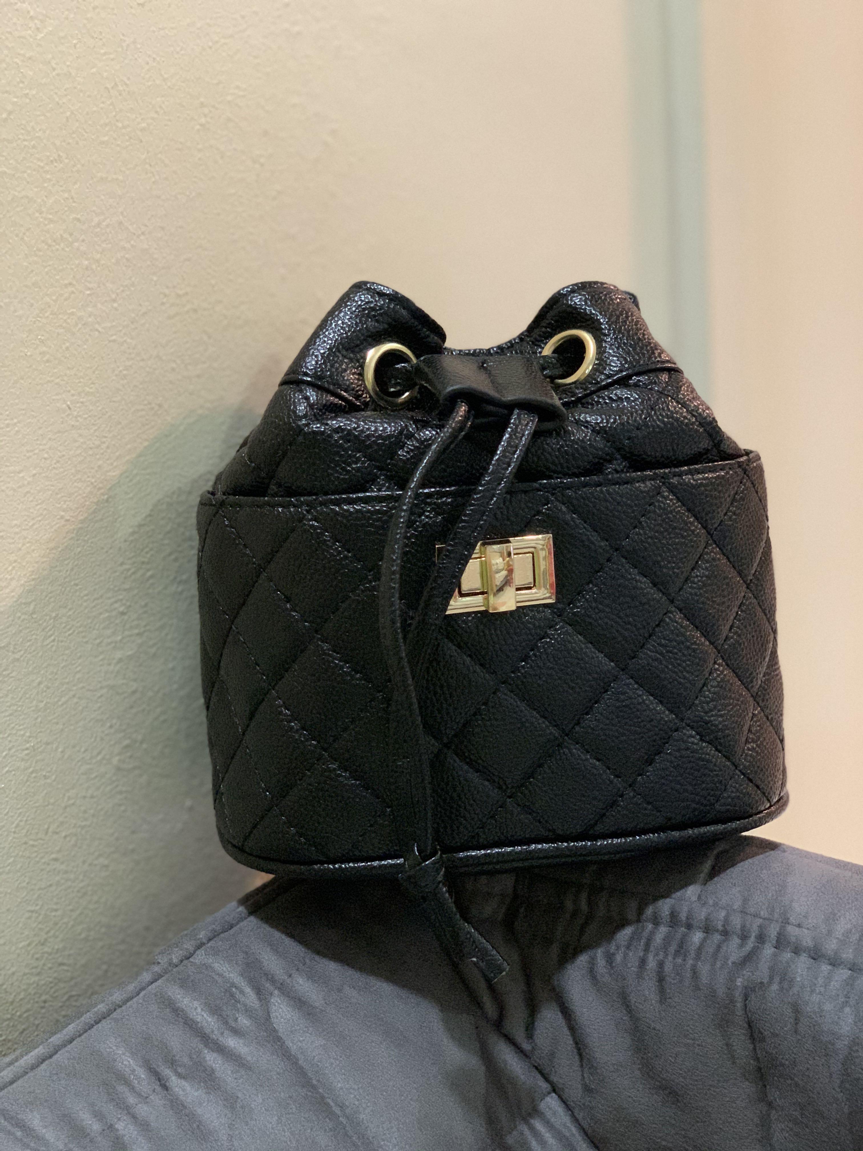 Quilted Bucket Bag Black white Women s Fashion Bags