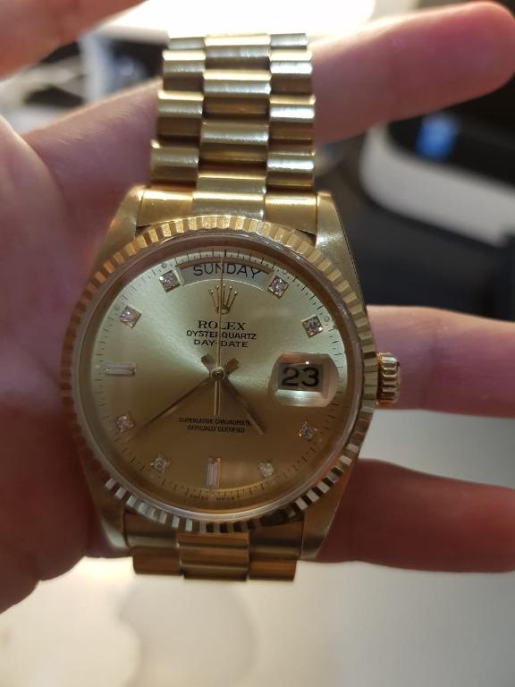 Jam Rolex Oyster Quartz Yellow Gold Watch Fesyen Pria Jam Tangan Di Carousell