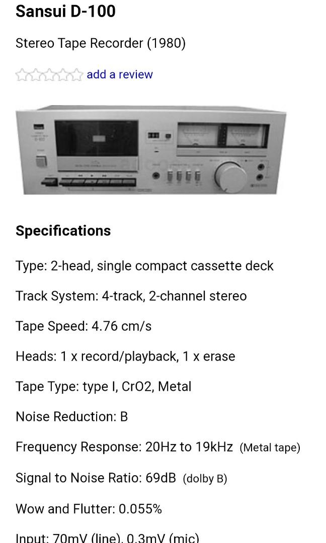 Platine Double Cassette Sansui D-99D Avec Timer Et Compu Selector, à Réparer