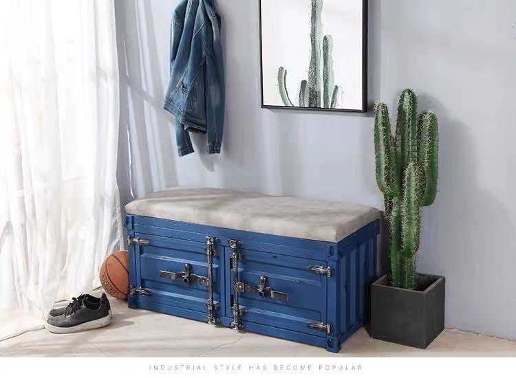 Industrial Style Storage Bench Elvin Furniture Shelves Drawers On Carousell Distressed wood sides and a galvanized pipe rail lend rustic industrial flair to this. carousell