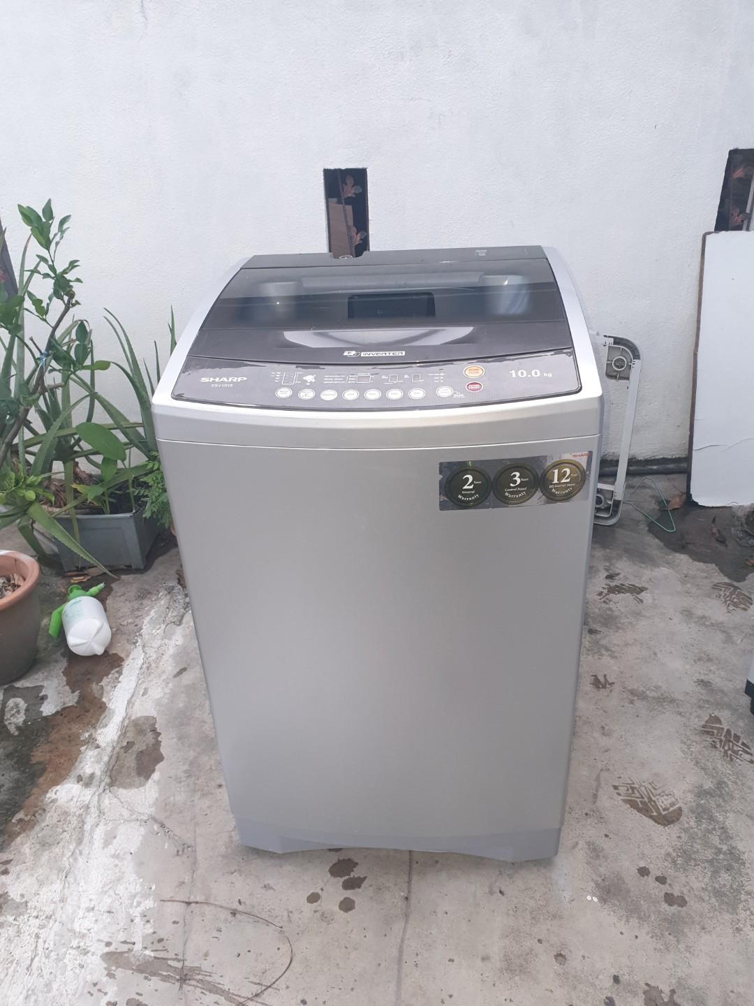 Used Sharp Dd Inverter Washer 10 0kg Washing Machine Mesin Basuh Fully Automatic Stainless Steel Drum In Good Condition Kitchen Appliances On Carousell