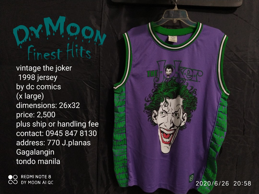 THE JOKER 1940 DC COMICS OFFICIAL EMBROIDERED SLEEVELESS BASKETBALL JERSEY  NWT
