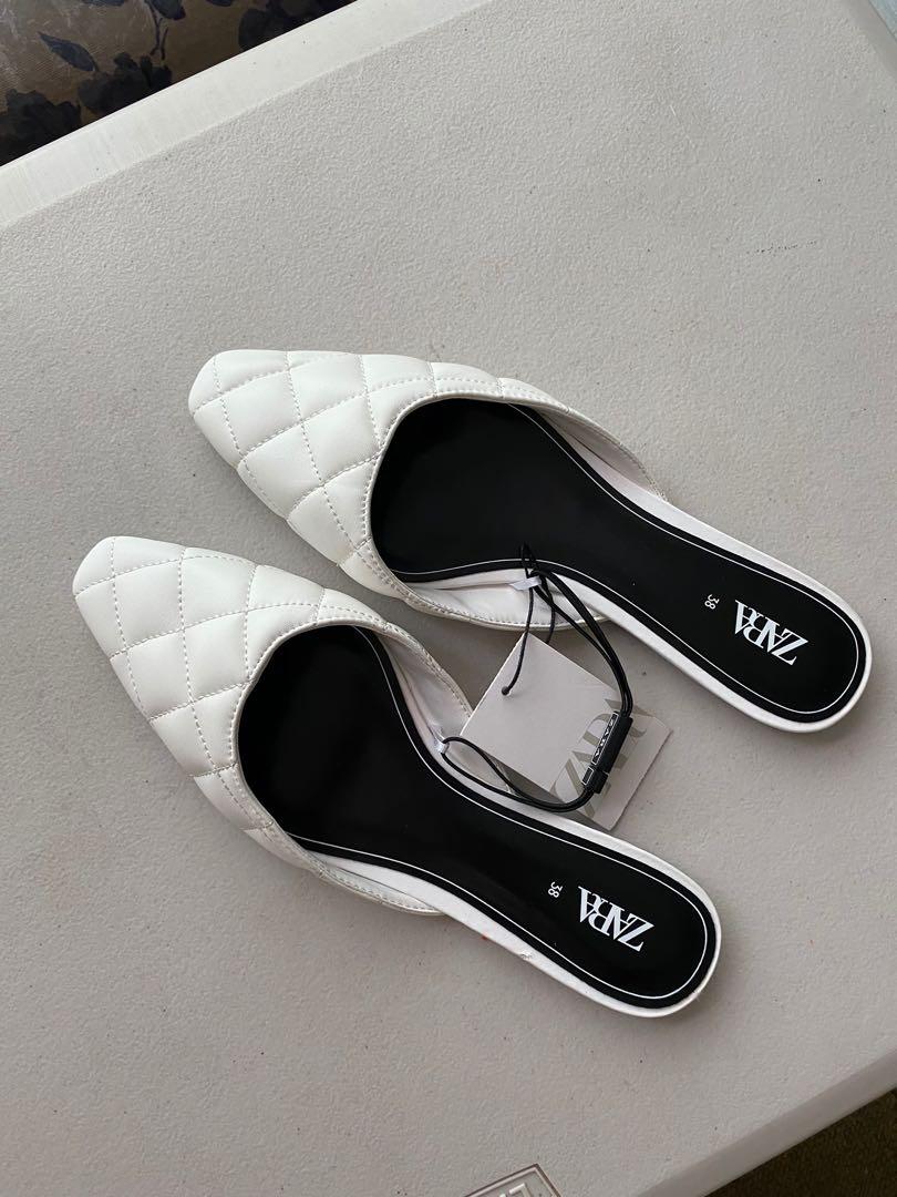 white zara mules