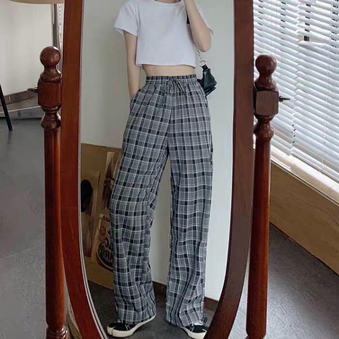 INSTOCK Gingham Grey Checkered Plaided Korean Ulzzang Baggy