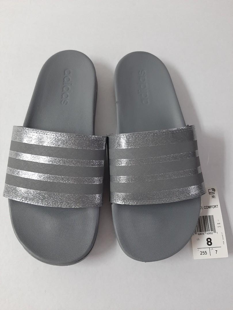 Adidas Women S Adilette Comfort Slides Sz 8 Grey Silver Women S Fashion Shoes Flats Sandals On Carousell