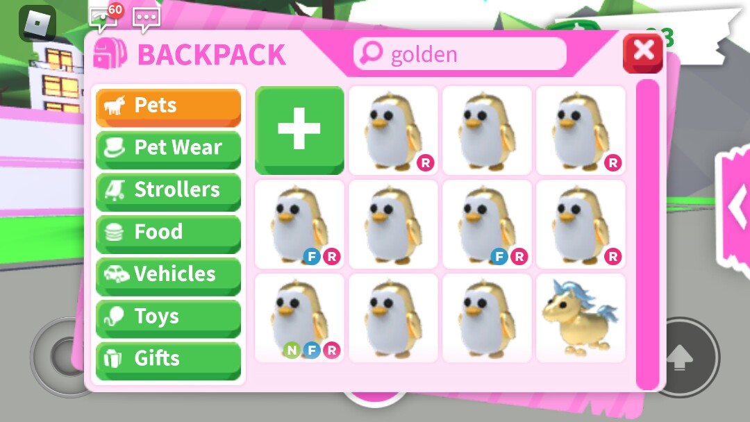 Adopt Me Gold Penguin Toys Games Video Gaming In Game Products On Carousell - how to get legendary golden penguin free in adopt me roblox