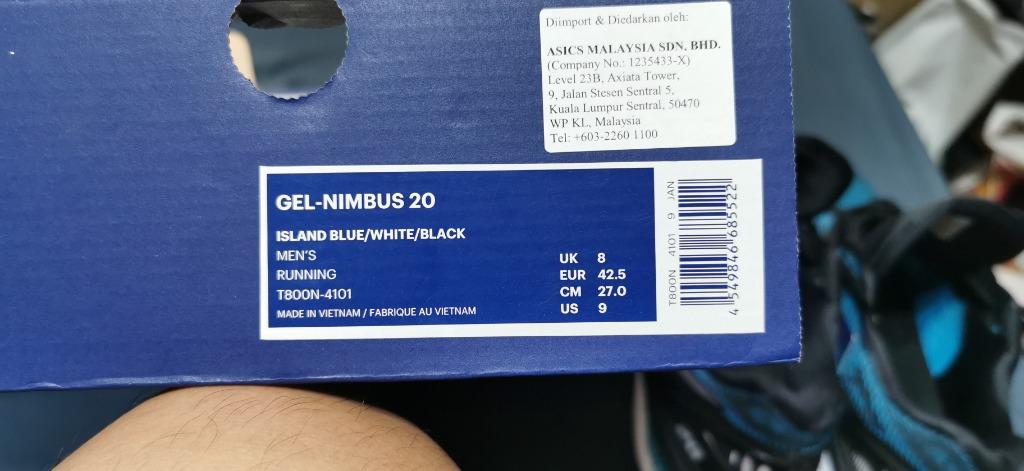 Asics Gel Nimbus 20 Island Blue White Black Men s Fashion