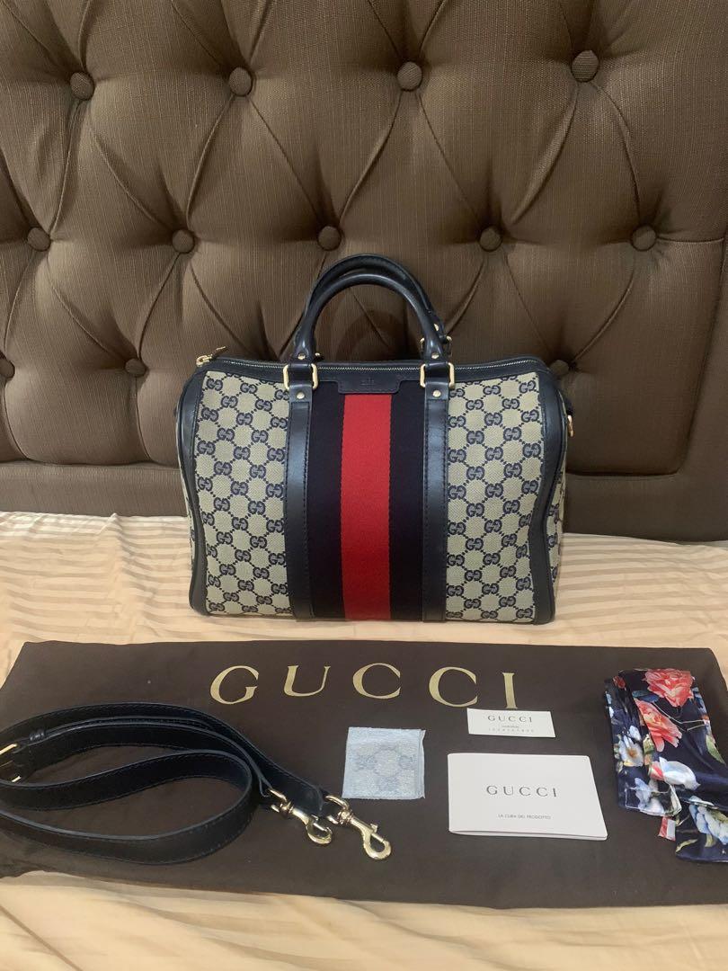 Gucci navy hotsell boston bag