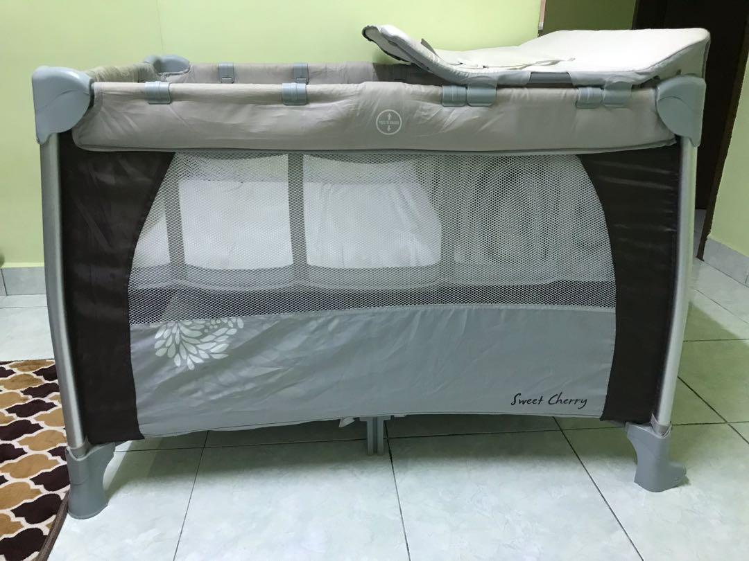 Baby Cot Playpen Mattress Pad Diaper Changing Mosquito Net Babies Kids Cots Cribs On Carousell