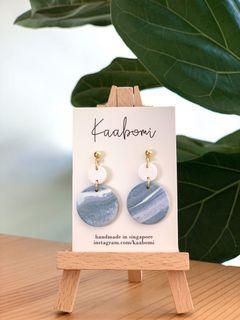 Blue handmade polymer clay earrings