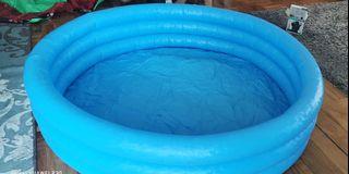 Blue inflatable round pool
