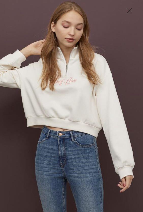 Brand New Auth H M Self Love Short Sweatshirt Women s Fashion Tops Others Tops on Carousell