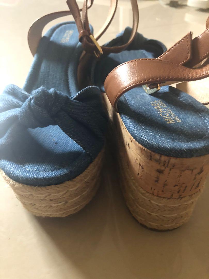 Michael kors denim wedge sandals 2025