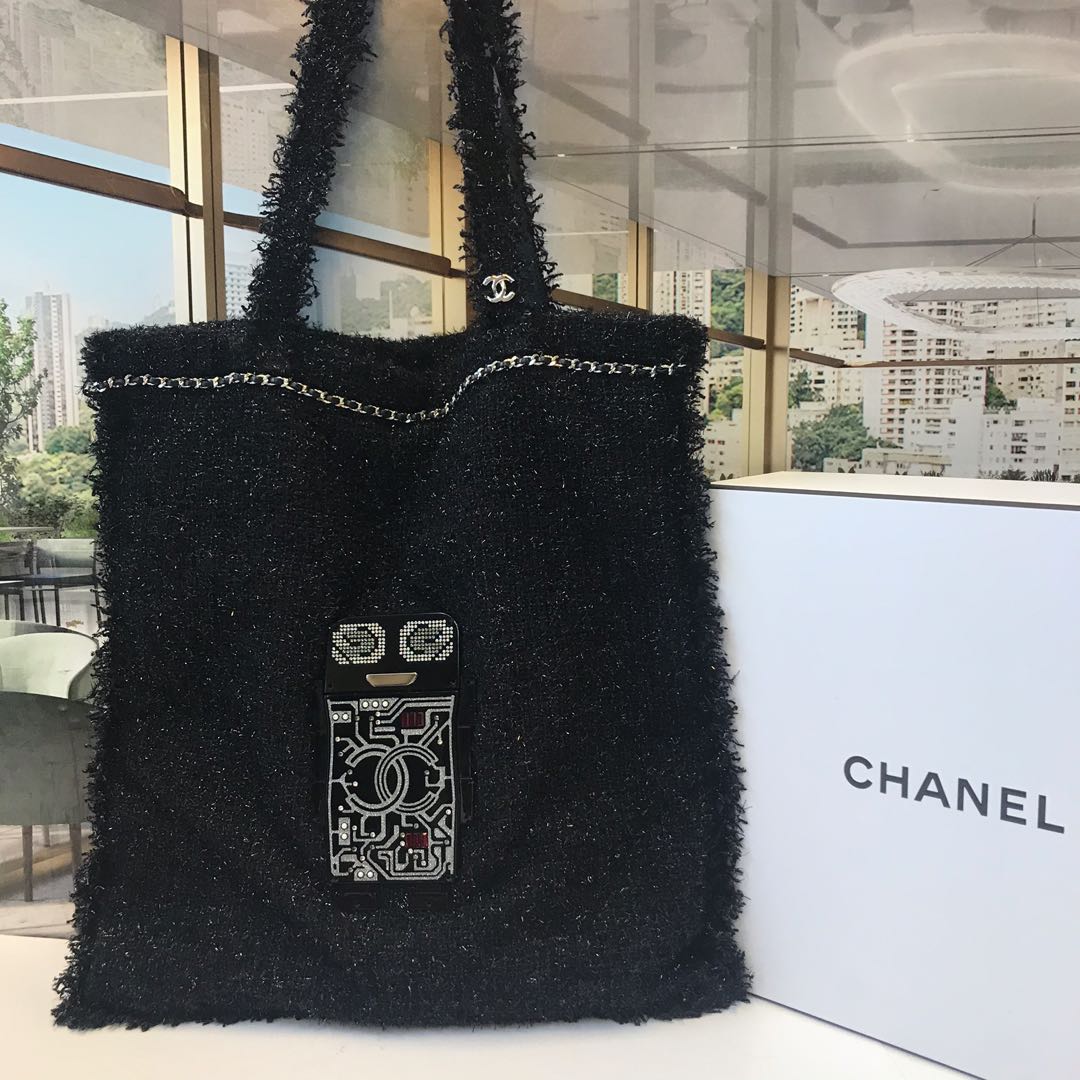 Chanel tweed hot sale tote