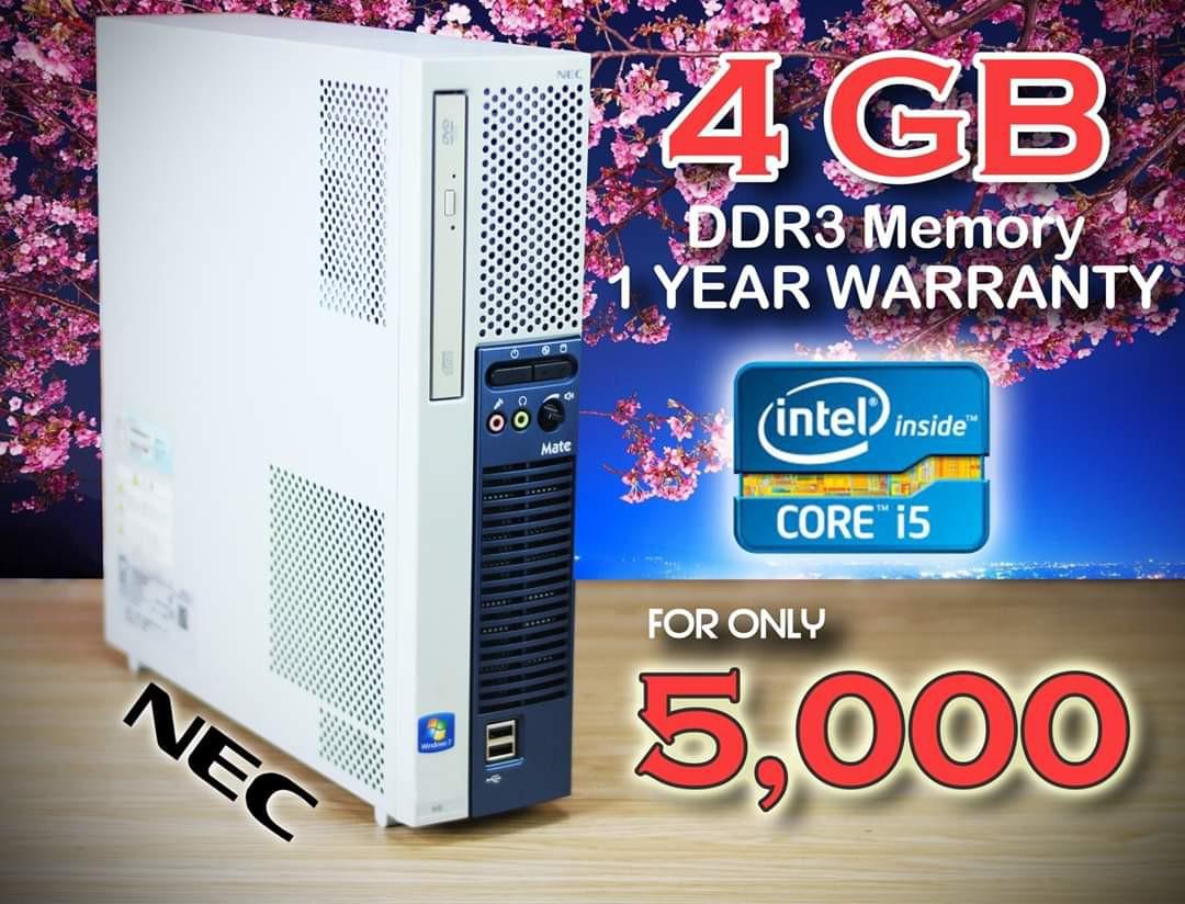 Core i5 CPU (Category: Desktops) located in Manila. Submitted by mommyclark (Listing ID 1016451687, Image 1). Description: BRAND: NEC SLIGHTLY USED FROM JAPAN SLIMTYPE WITH 1YR REPLACEMENT WARRANTY.