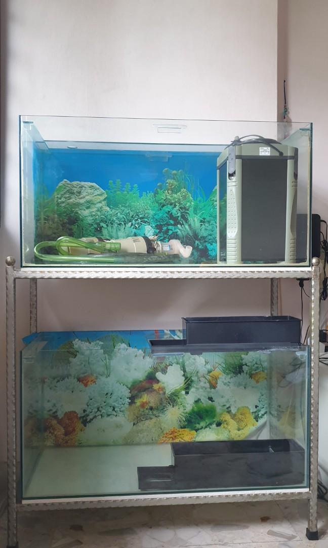 double fish tank stand