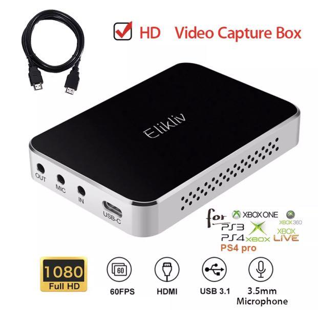 Elikliv E60 Pro Game Capture USB 3.1 Record in 1080P Compatible