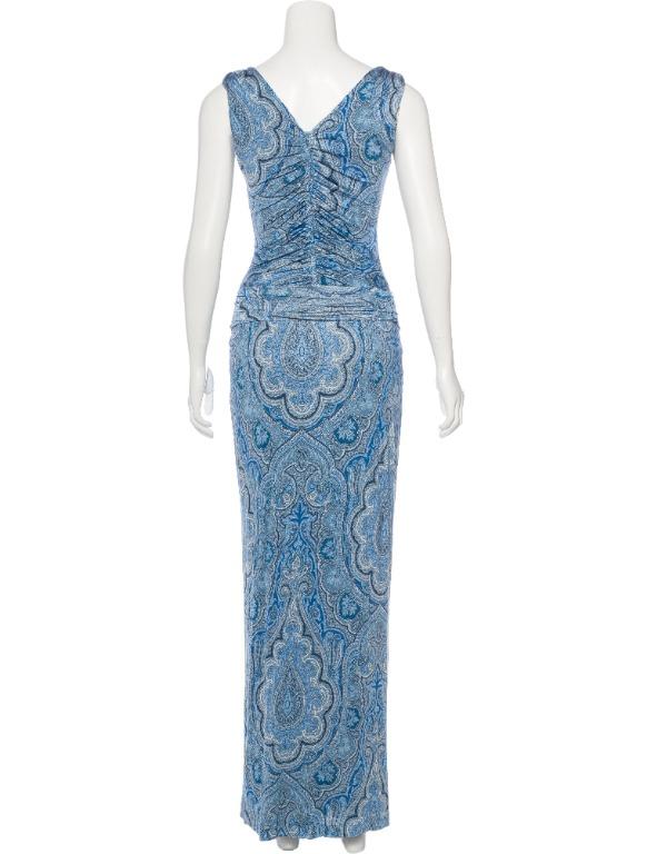 Etro Paisley Pleated Maxi Dress with Fluted Sleeve Detail Size IT 38 (UK 6)