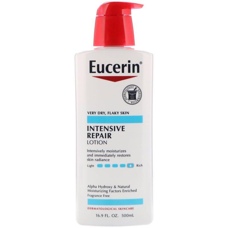 eucerin intensive repair lotion on face